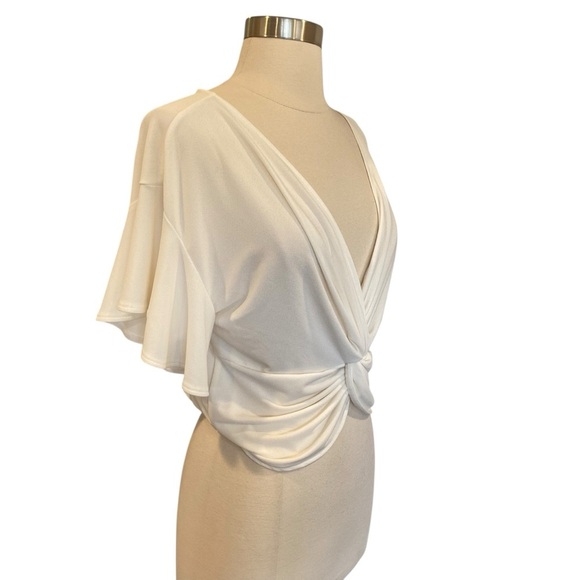 Leith White Knot Front Short Sleeve Top - Picture 5 of 8